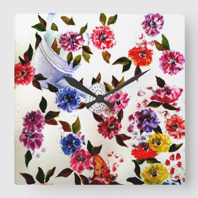 HUND TASS AVTRYCK VATTEN KAN FYRKANTIG KLOCKA (Framsida)