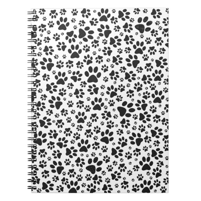 Hund Tass Black and White Polka Dot Anteckningsbok (Framsidan)