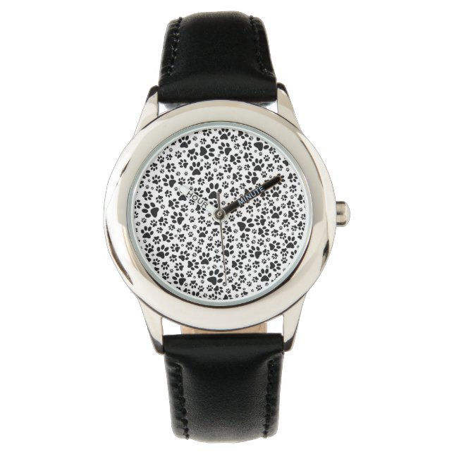 Hund Tass Black and White Polka Dot Armbandsur (Framsida)