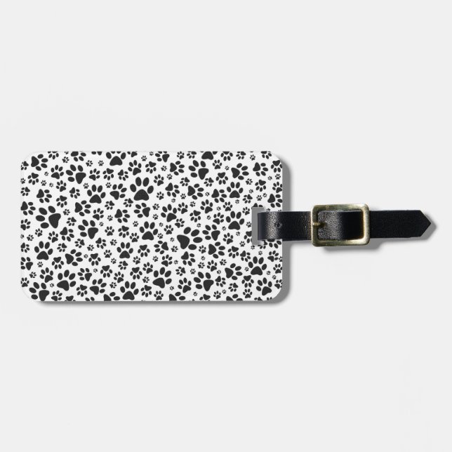 Hund Tass Black and White Polka Dot Bagagebricka (Horisontell Framsida)