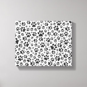 Hund Tass Black and White Polka Dot Canvastryck