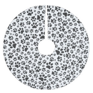 Hund Tass Black and White Polka Dot Julgransmatta Borstad Polyester
