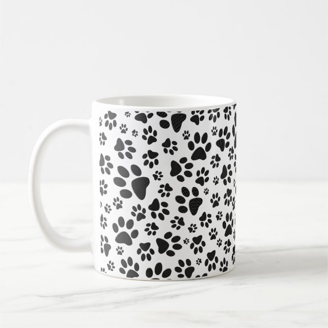 Hund Tass Black and White Polka Dot Kaffemugg (Vänster)