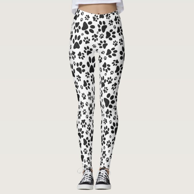 Hund Tass Black and White Polka Dot Leggings (Framsida)