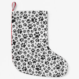 Hund Tass Black and White Polka Dot Liten Julstrumpa