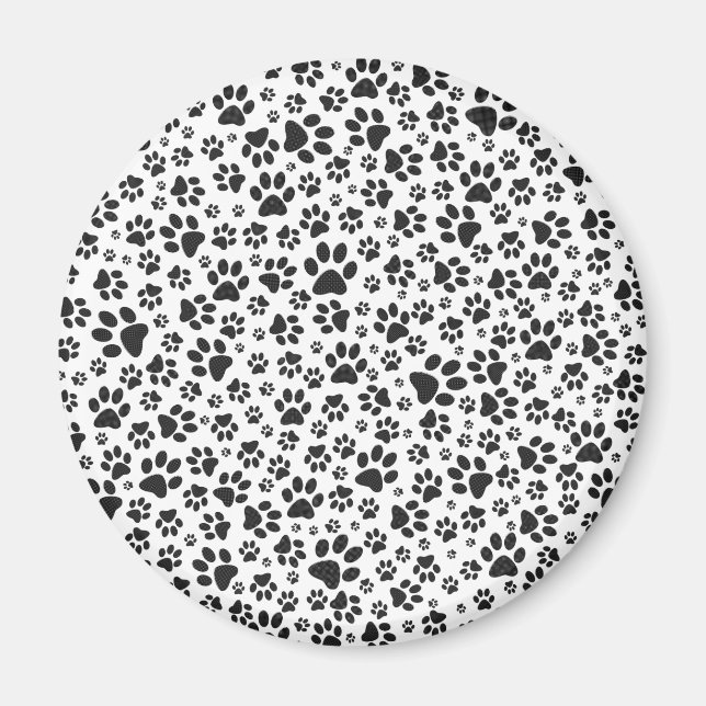 Hund Tass Black and White Polka Dot Magnet (Framsidan)
