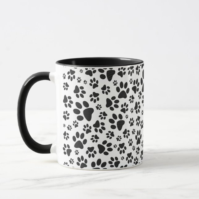 Hund Tass Black and White Polka Dot Mugg (Vänster)