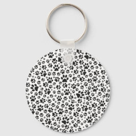 Hund Tass Black and White Polka Dot Nyckelring