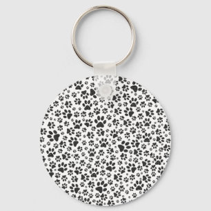 Hund Tass Black and White Polka Dot Nyckelring