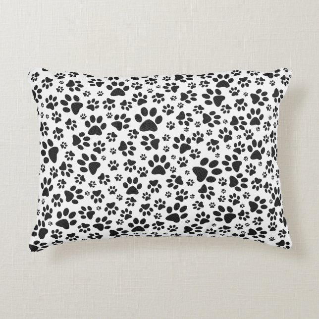 Hund Tass Black and White Polka Dot Prydnadskudde (Framsidan)