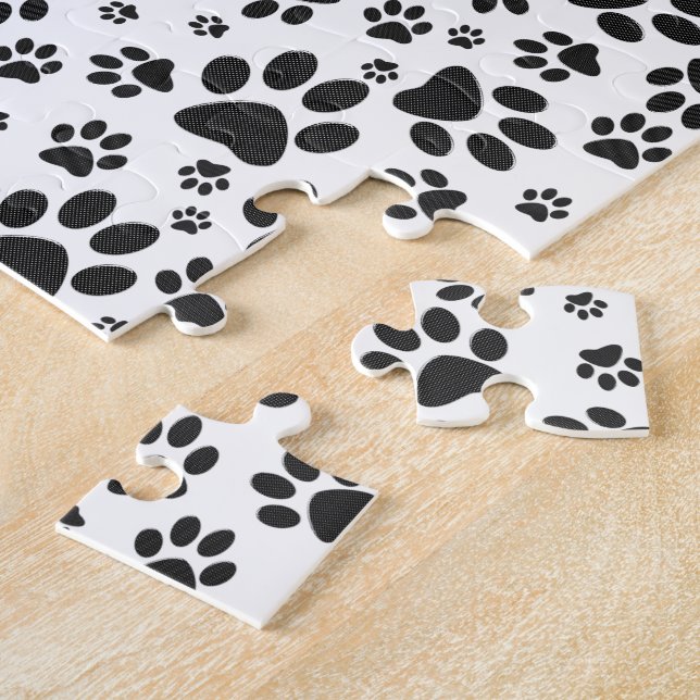 Hund Tass Black and White Polka Dot Pussel (Sidan)