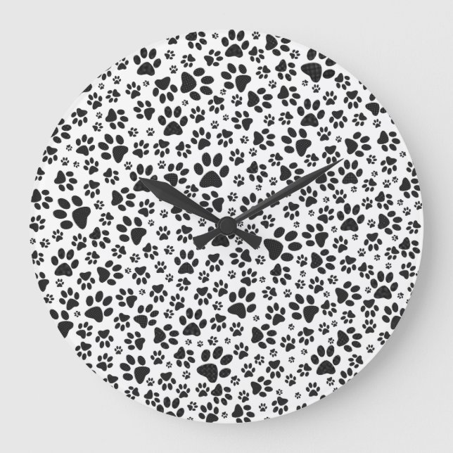 Hund Tass Black and White Polka Dot Stor Klocka (Framsida)