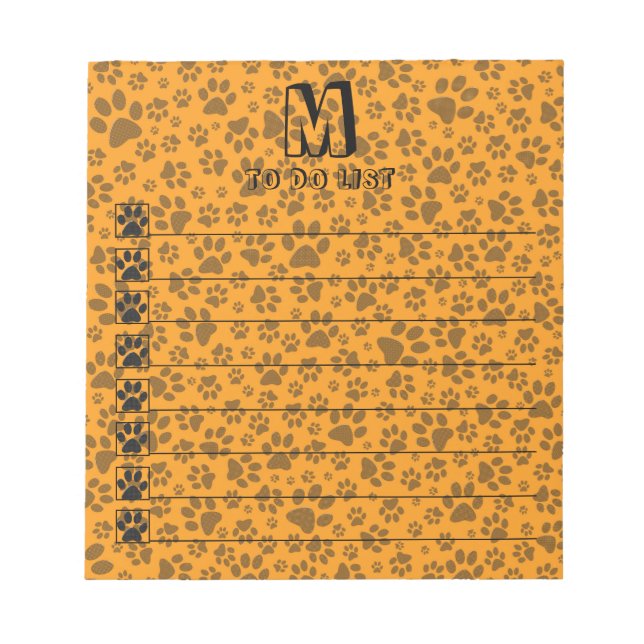 Hund Tass Black & White Polka Dot på Dahlia-orange Anteckningsblock (Framsida)