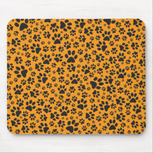 Hund Tass Black & White Polka Dot på Dahlia-orange Musmatta