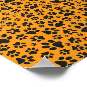 Hund Tass Black & White Polka Dot på Dahlia-orange Poster