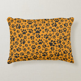 Hund Tass Black & White Polka Dot på Dahlia-orange Prydnadskudde