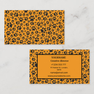 Hund Tass Black & White Polka Dot på Dahlia-orange Visitkort