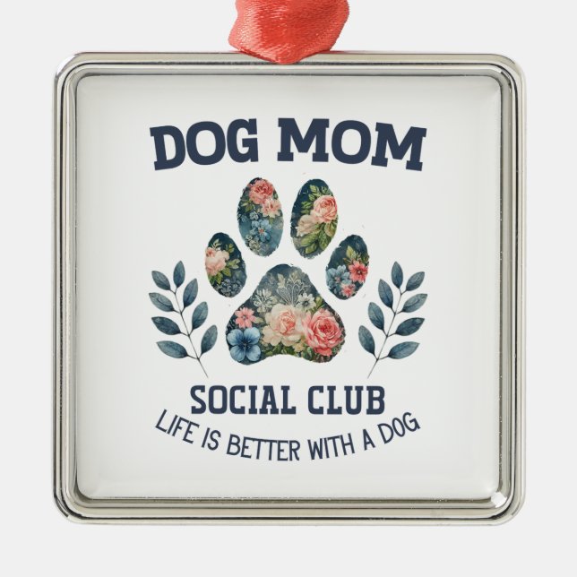 Hund Tass Blommigt Julgransprydnad Metall (Framsidan)