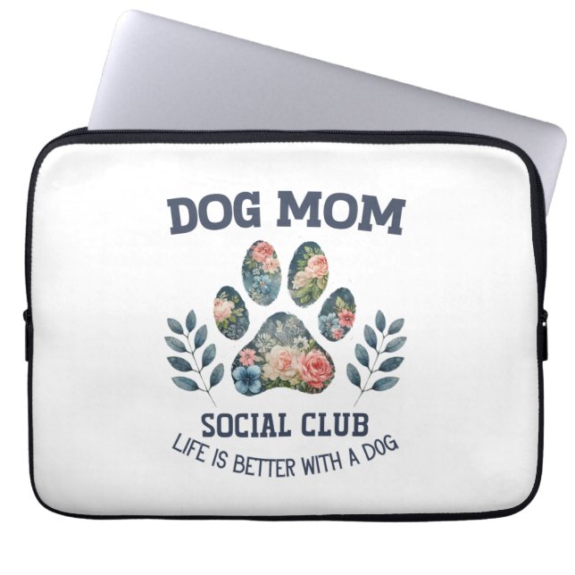 Hund Tass Blommigt Laptop Fodral (Framsidan)