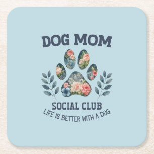 Hund Tass Blommigt Underlägg Papper Kvadrat