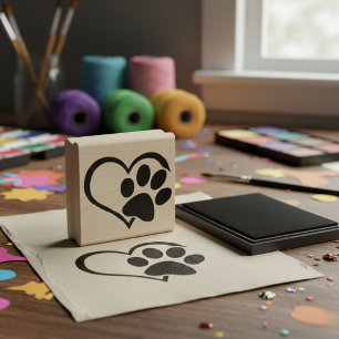 Hund Tass Heart Silhouette Rubber Frimärke Stämpel