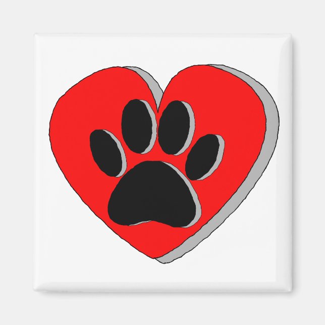 Hund Tass Heart Teckning Magnet (Framsidan)