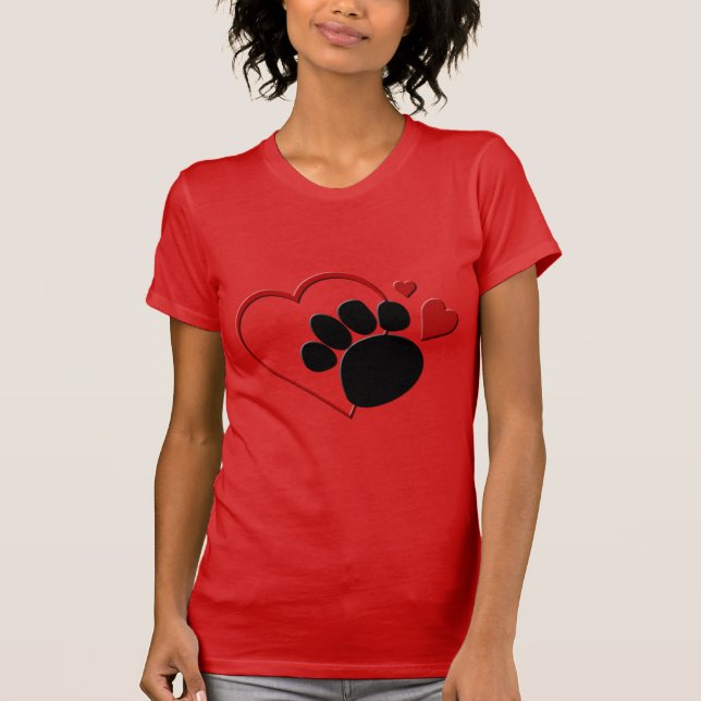 Hund Tass Hearts I Kärlek My Hund Red Bra Jersey T-shirt (Framsida)