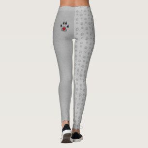 Hund Tass med Grått och Tass i hjärtat Leggings
