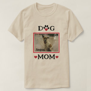 Hund Tass med Red Heart Anpassningsbar Photo Hund T Shirt