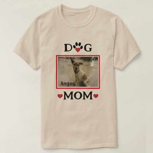 Hund Tass med Red Heart Anpassningsbar Photo Hund  T Shirt (Design framsida)