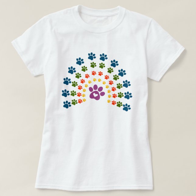 Hund Tass Rainbow T-Shirt (Design framsida)