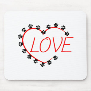 Hund Tass Red Heart Kärlek Musmatta