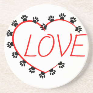 Hund Tass Red Heart Kärlek Underlägg