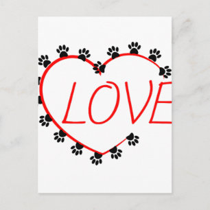 Hund Tass Red Heart Kärlek Vykort