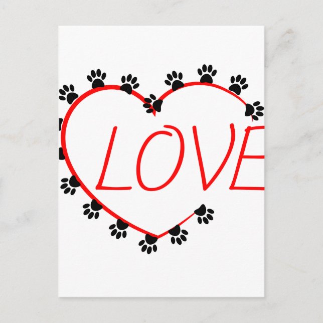 Hund Tass Red Heart Kärlek Vykort (Framsida)