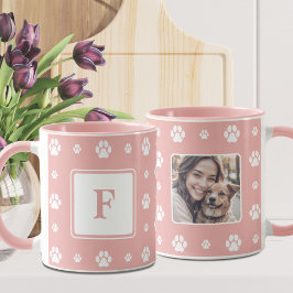 Hund Tass Rosa White Monogram Photo Mugg