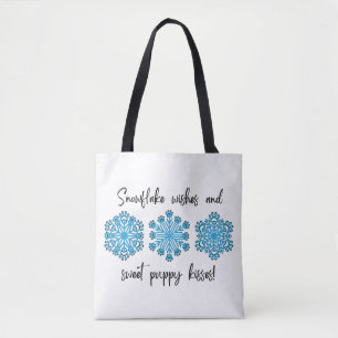 Hund Tass Snowflake Kisses Tygkasse