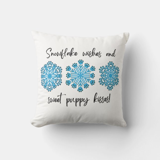 Hund Tass Snowflake Puppy Kisses Kudde (Framsida)