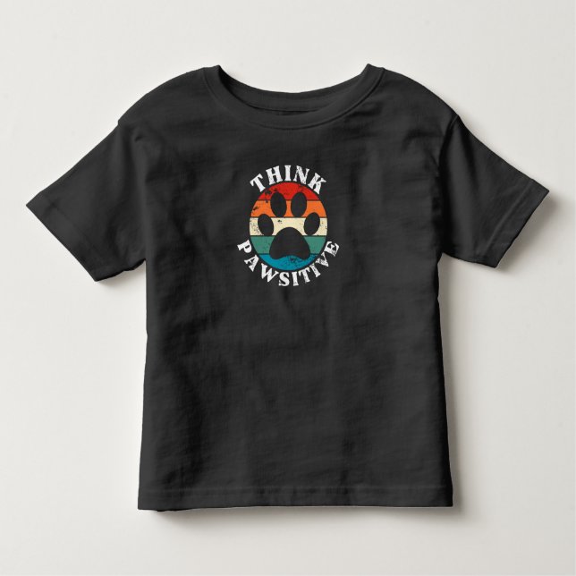 Hund Tass Tänka Pawsitive T-Shirt (Framsida)