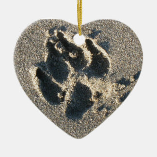 Hund tass-tryck i sanden - prydnad julgransprydnad keramik