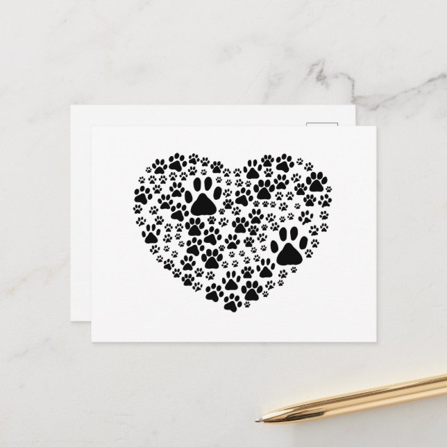 Hund, Tass, valpen Tass, animaliskt Tass, hjärta,, Vykort (Fram/Back In Situ)