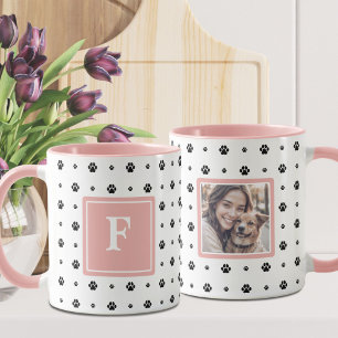 Hund Tass White Rosa Black Monogram Photo Mugg