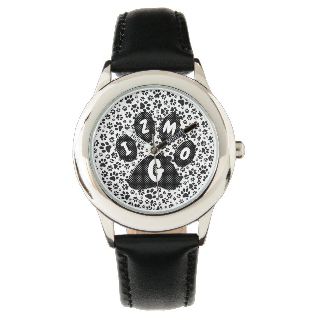 Hund Tassar Black and White Polka Dot Watch Armbandsur (Framsida)