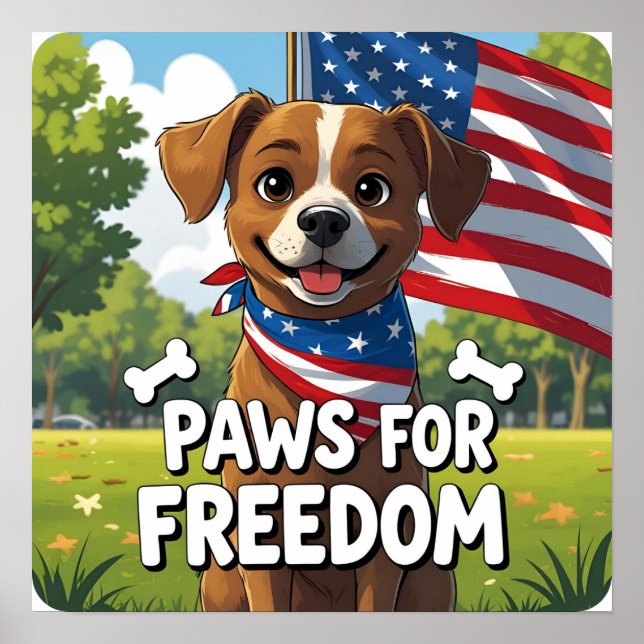 Hund tassar for Freedom Festive Poster Skriv ut (Framsidan)
