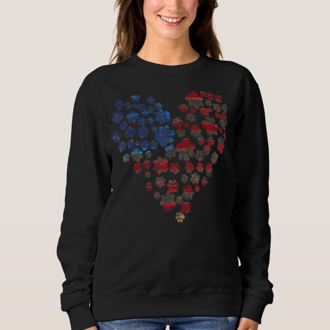Hund Tassar Heart American Flagga T Shirt (Framsida)