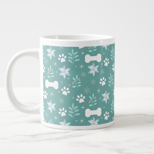 Hund Tassar och Helgdag Bones Mönster Jumbo Mugg (Vänster)