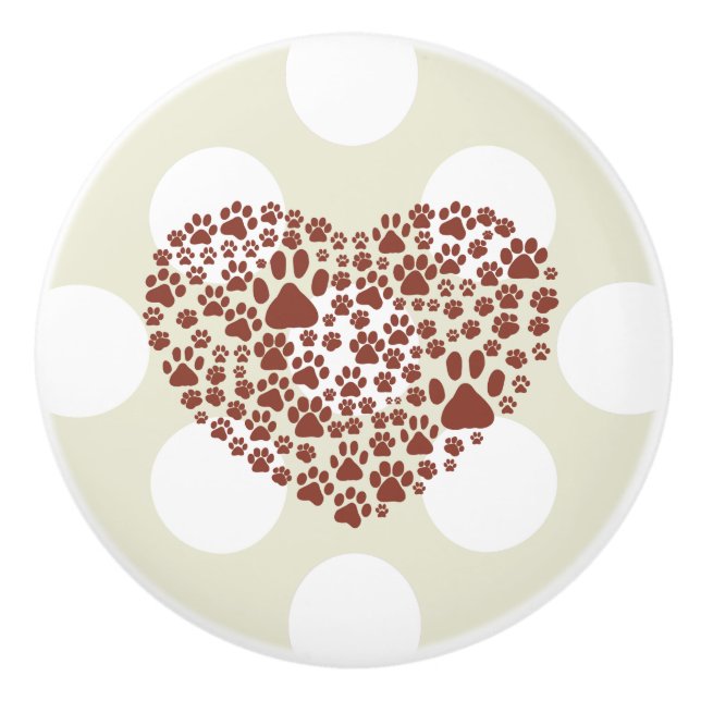 Hund Tassar, spårvagnar, Tass-avtryck, hjärta - Br Knopp (Framsidan)