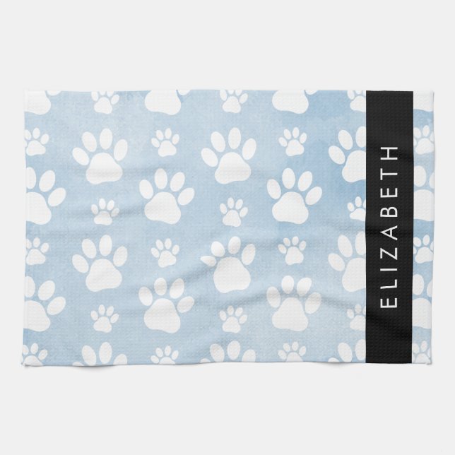 Hund, Tassar, vit Tassar, blå vattenfärger, ditt n Kökshandduk (Horisontell)