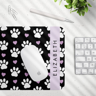 Hund Tassar, Vit Tassar, Lilac Hearts, ditt namn Musmatta