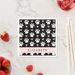 Hund Tassar, Vit Tassar, Rosa Hjärter, Ditt namn Pappersservett